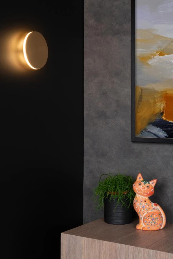 Lucide EKLYPS LED - Applique murale - Ø 15 cm - LED - 1x7W 3000K - Or Mat / Laiton - ambiance 1